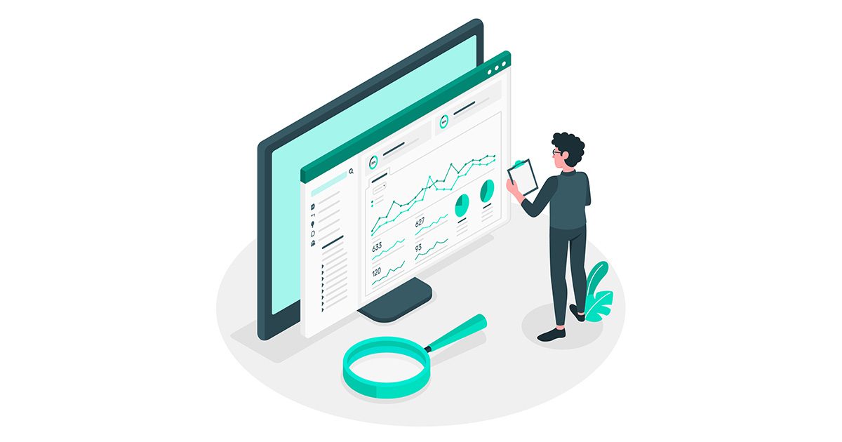 How to select a systems integrator, represented by business person looking at data statistics