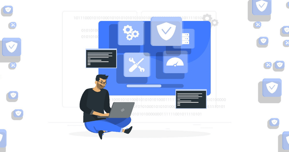 Software engineer with systems representing the business benefits of systems integration
