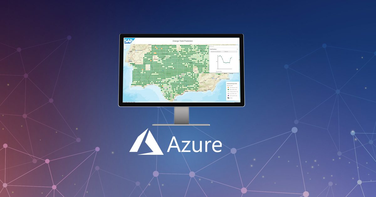 Azure logo with SAP HANA dashboard, representing SAP HANA integration with Azure Logic Apps