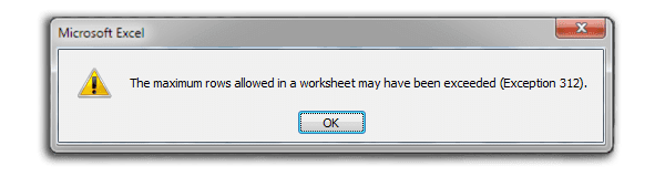 An error message demonstrating the NHS Test and Trace Excel error