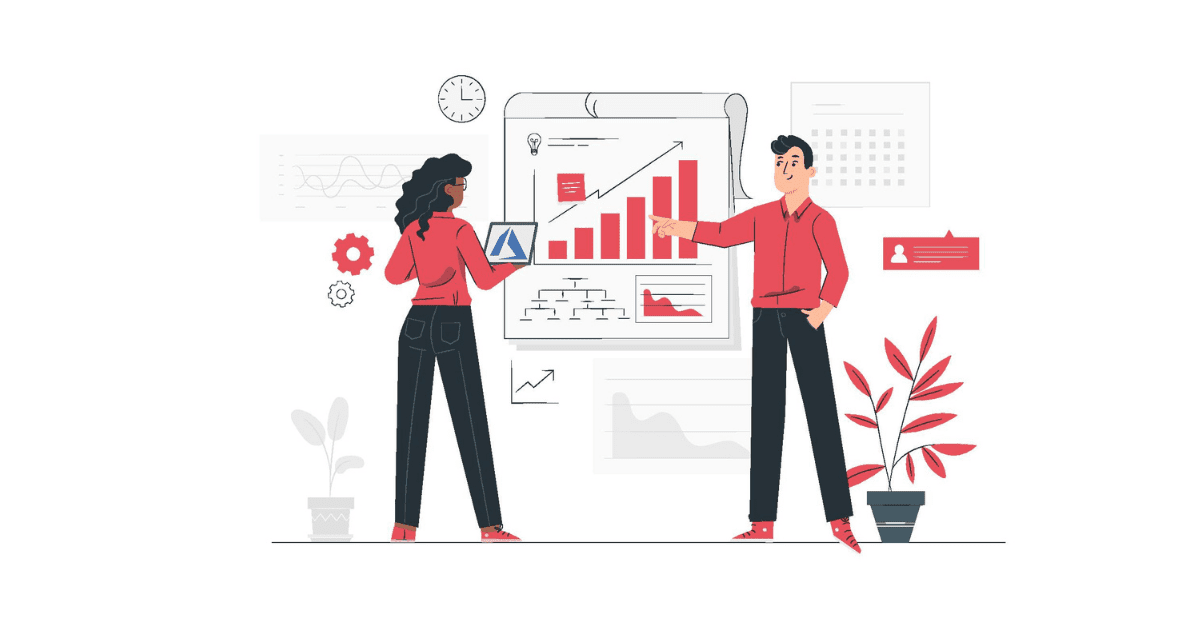 People with business data representing benefits of Microsoft Azure Logic Apps