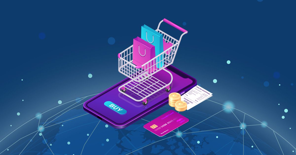 Tech illustration showing an Azure ecommerce platform