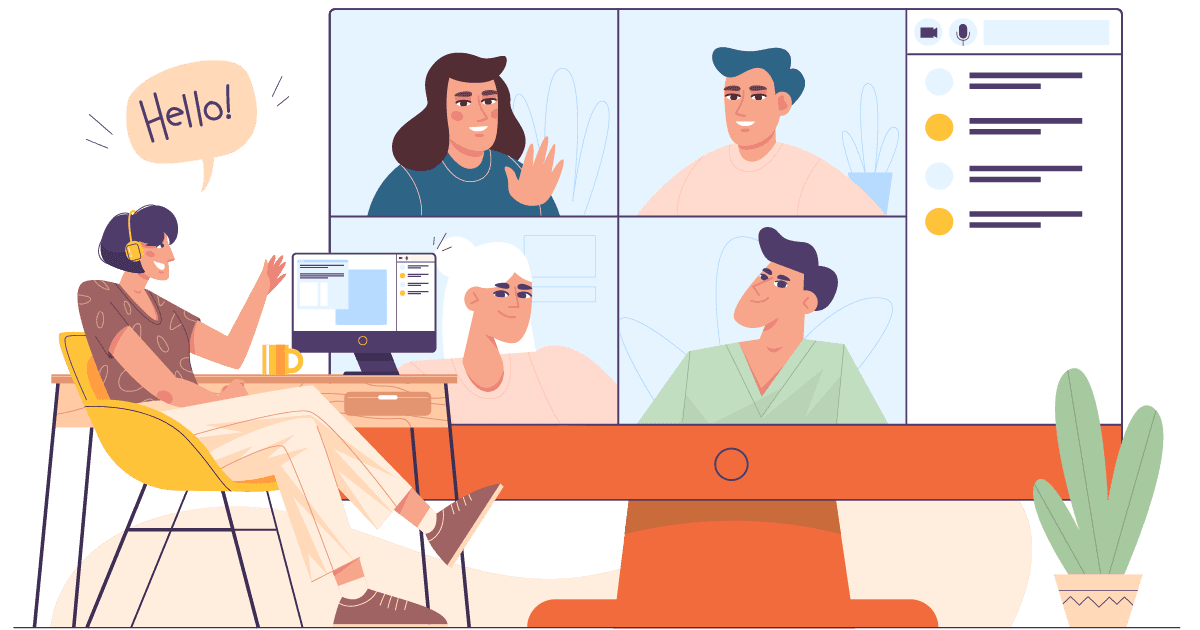 A group of people using Microsoft teams, representing our development capabilities.