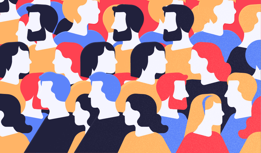 A graphic with loads of people, representing a microsoft community.
