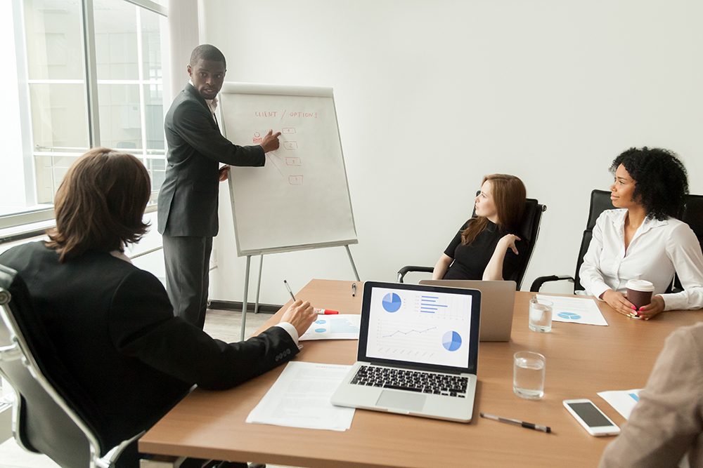 Software developers collaborating in a modern office