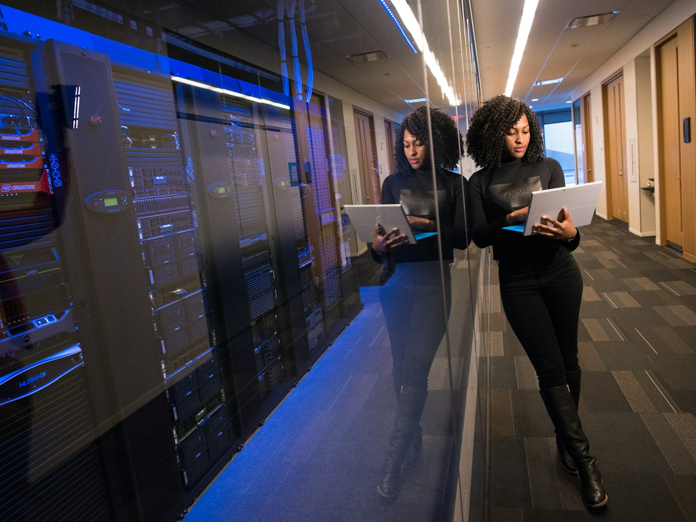 IT engineer working in a data centre