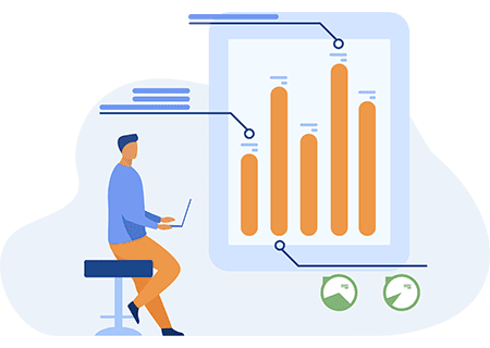Business person using data visualisations created with web portal development