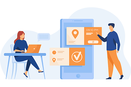 Business people using workflow automations created with web portal development