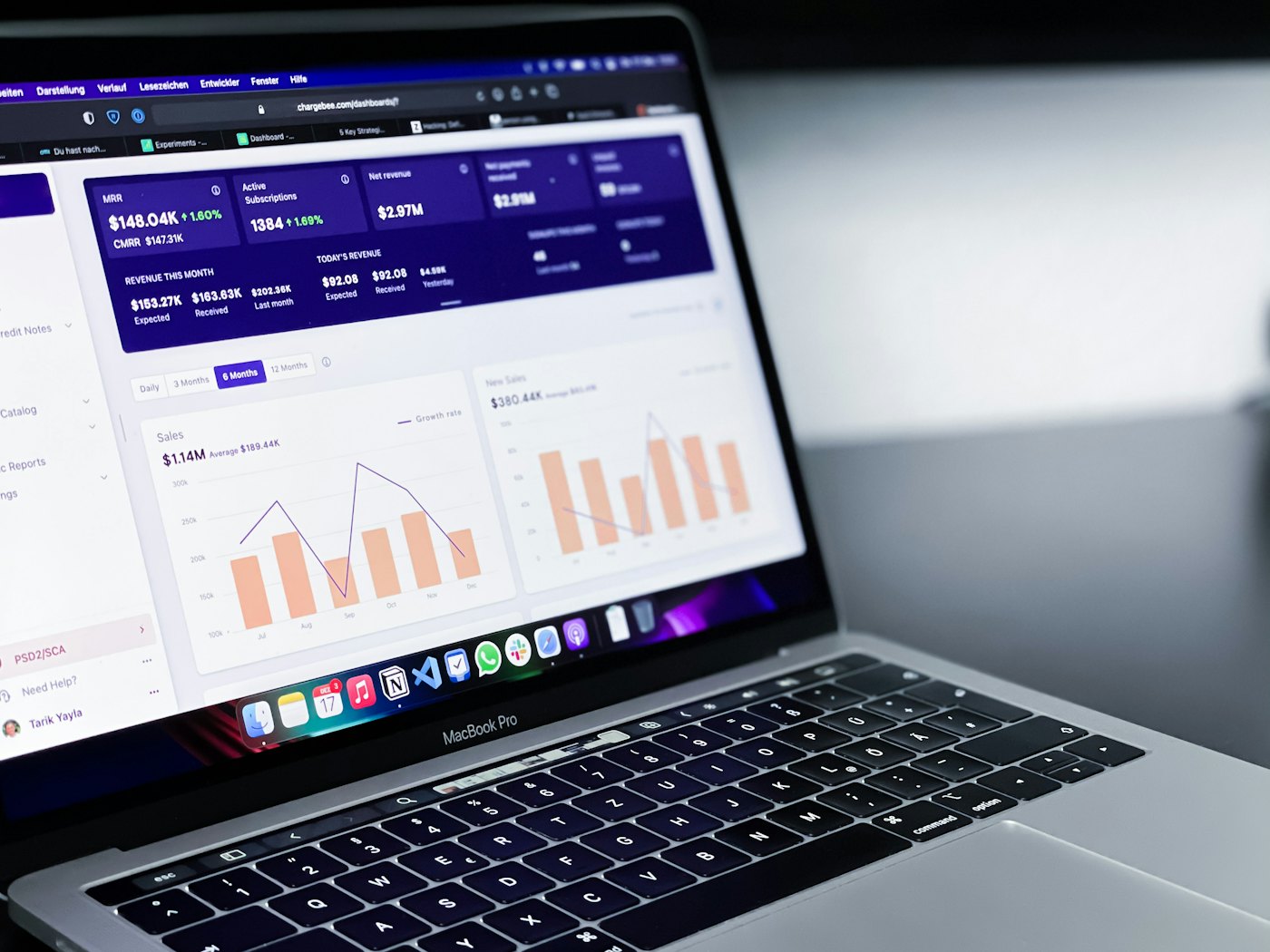 Customer self-service portal dashboard on a laptop