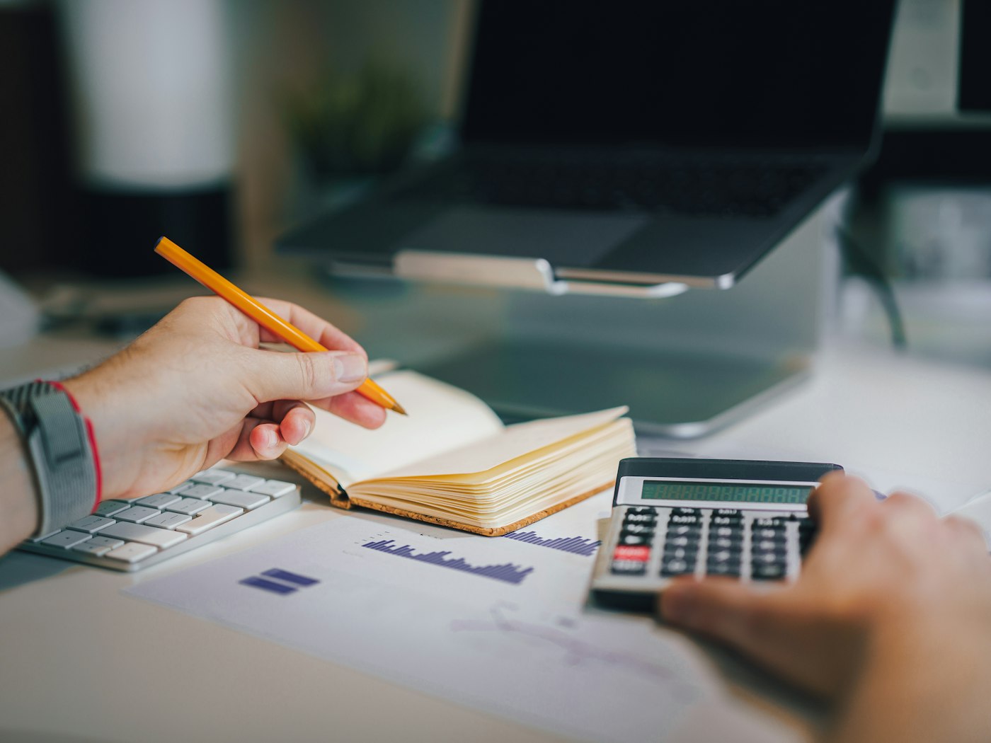 Finance professional reviewing budget figures